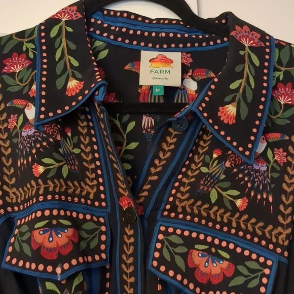 Farm Rio  toucan garden midi dress in black - Picture 5 of 11